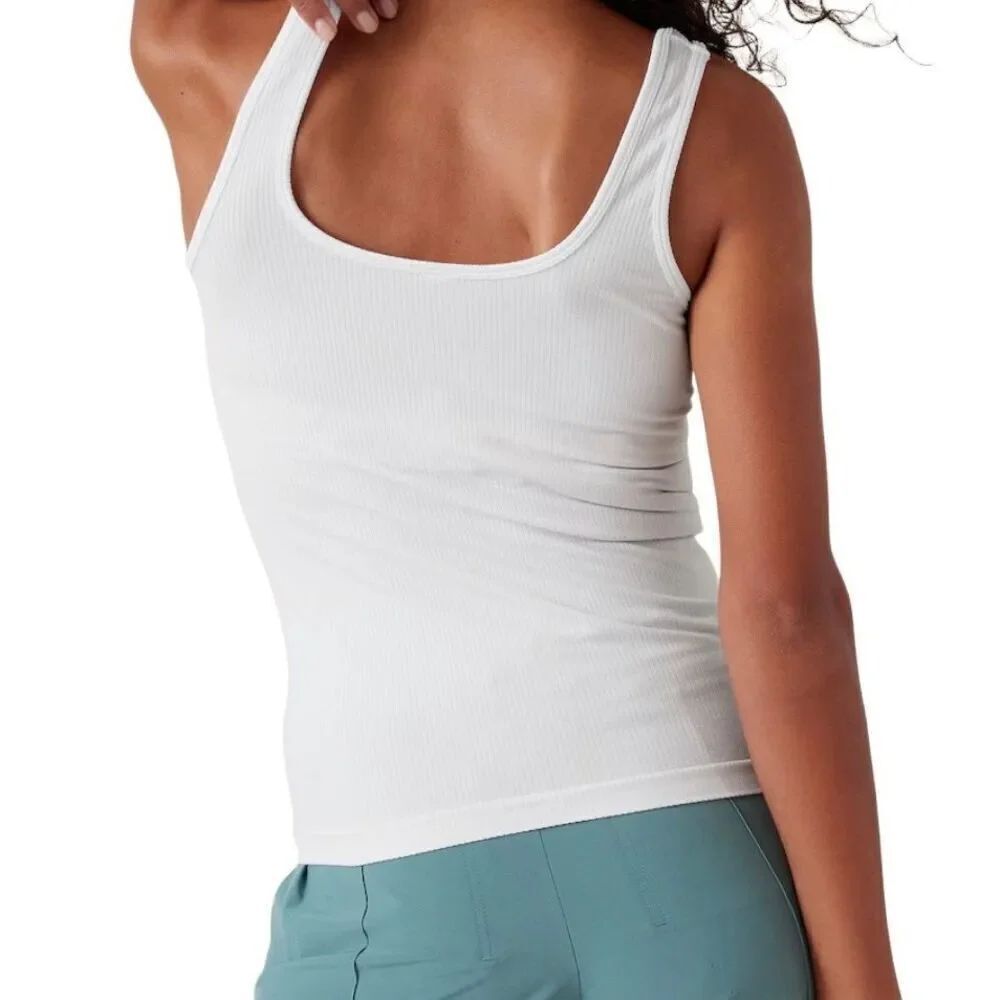 Athleta women’s renew seamless, sleeveless, white, ribbed, tank top size XL - Picture 3 of 8